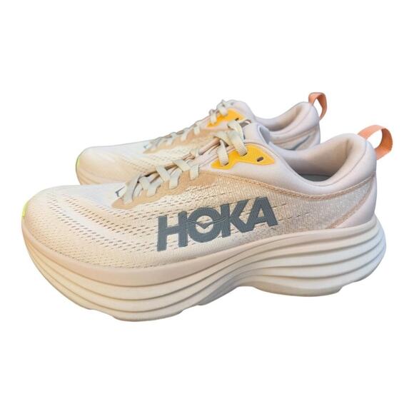 Hoka One One Bondi VIII Running Shoe Women size 8.5 Cream Vanilla - Picture 2 of 9